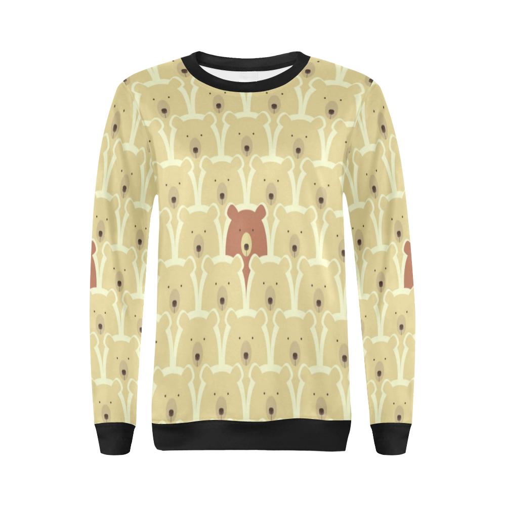 Teddy Bear Pattern Print Women Crewneck Sweatshirt-grizzshop
