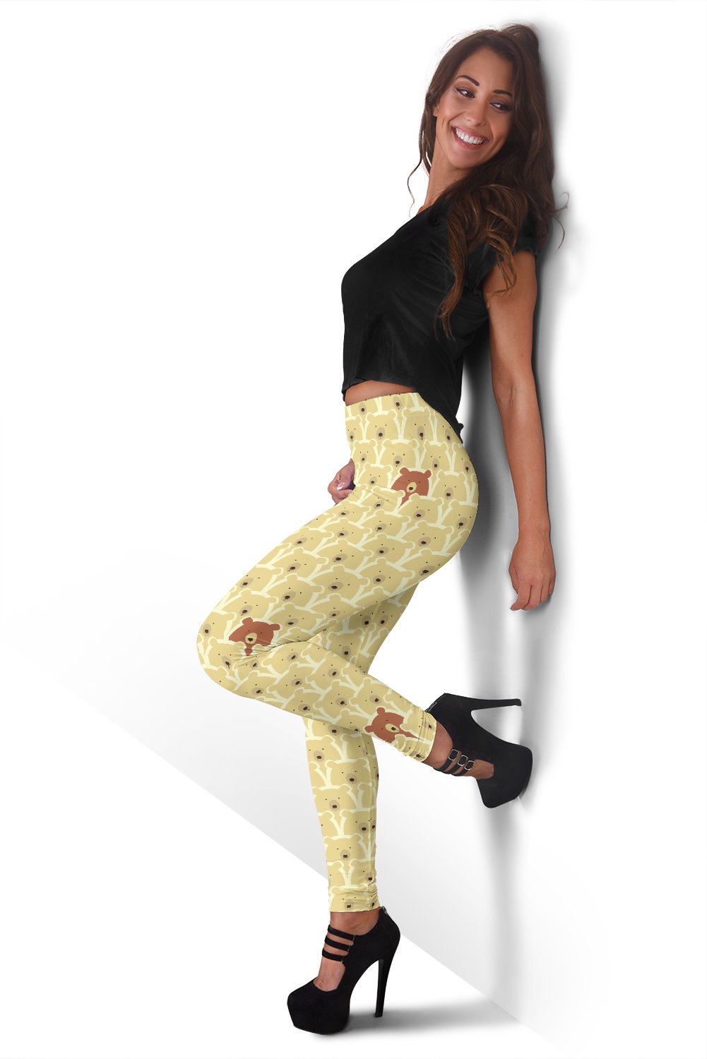 Teddy Bear Pattern Print Women Leggings-grizzshop