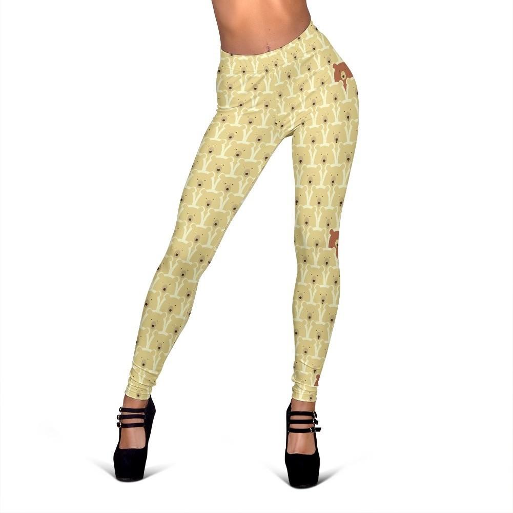 Teddy Bear Pattern Print Women Leggings-grizzshop