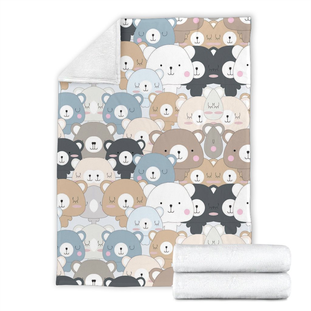 Teddy Bear Print Pattern Blanket-grizzshop