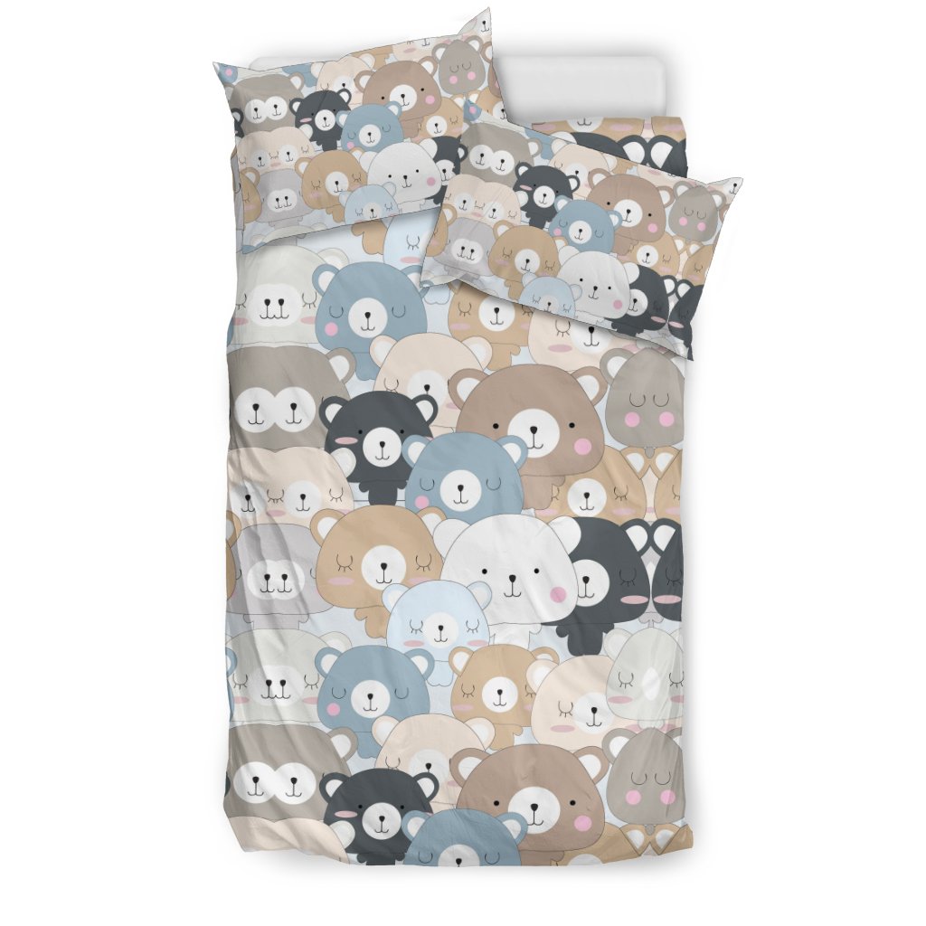 Teddy Bear Print Pattern Duvet Cover Bedding Set-grizzshop