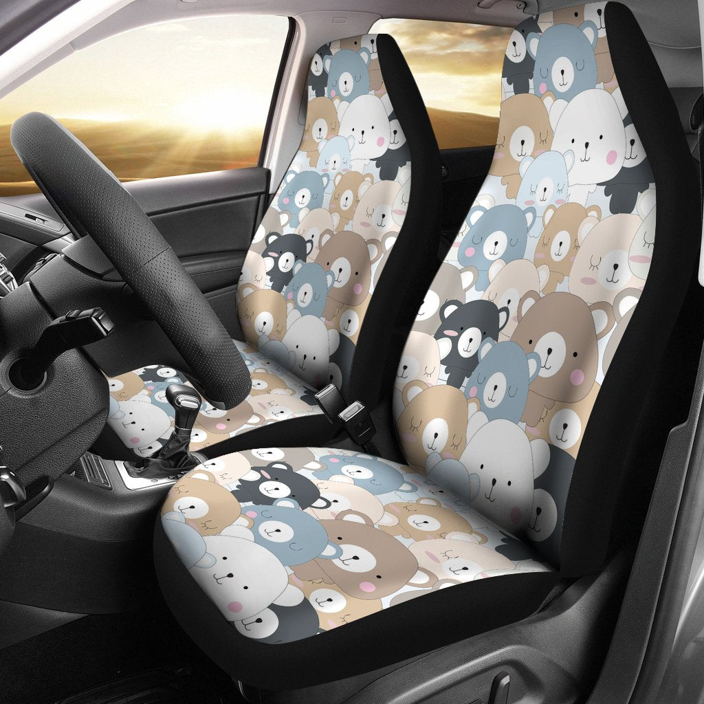 Teddy Bear Print Pattern Universal Fit Car Seat Cover-grizzshop