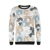 Teddy Bear Print Pattern Women Crewneck Sweatshirt-grizzshop