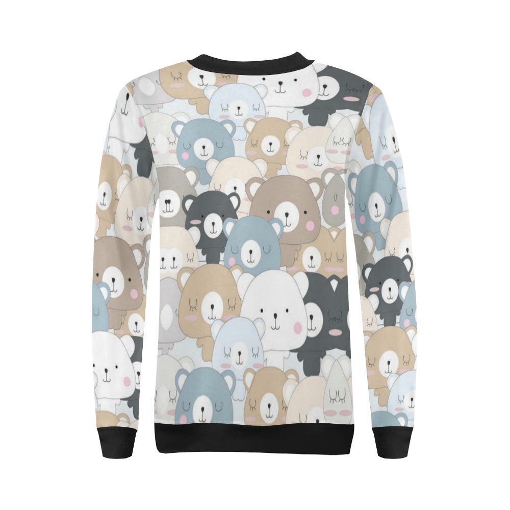 Teddy Bear Print Pattern Women Crewneck Sweatshirt-grizzshop