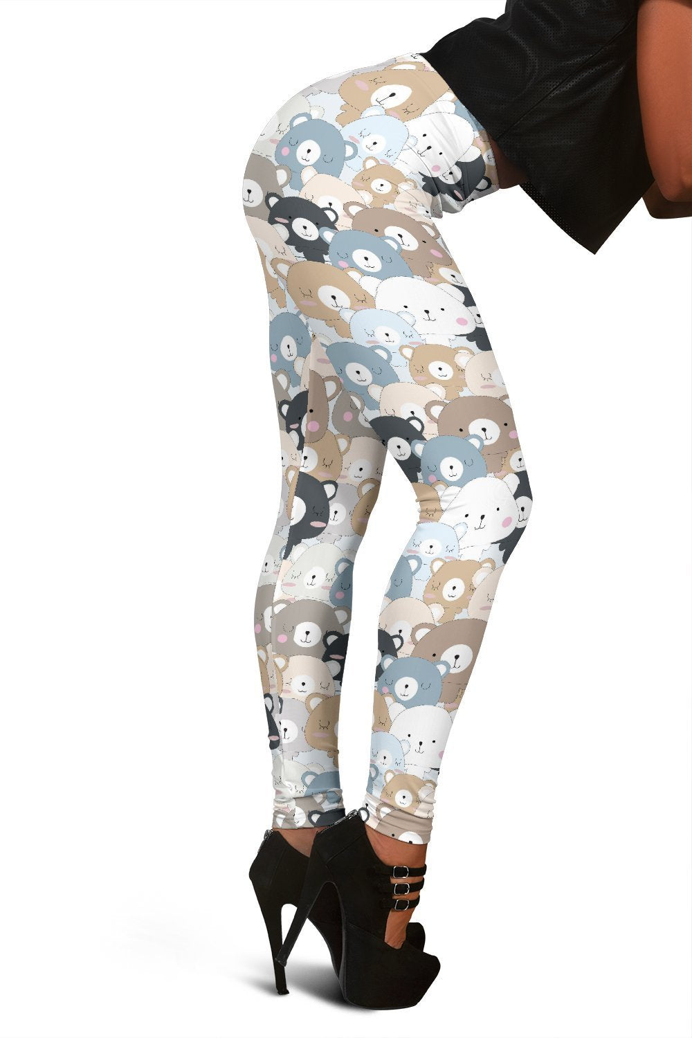 Teddy Bear Print Pattern Women Leggings-grizzshop