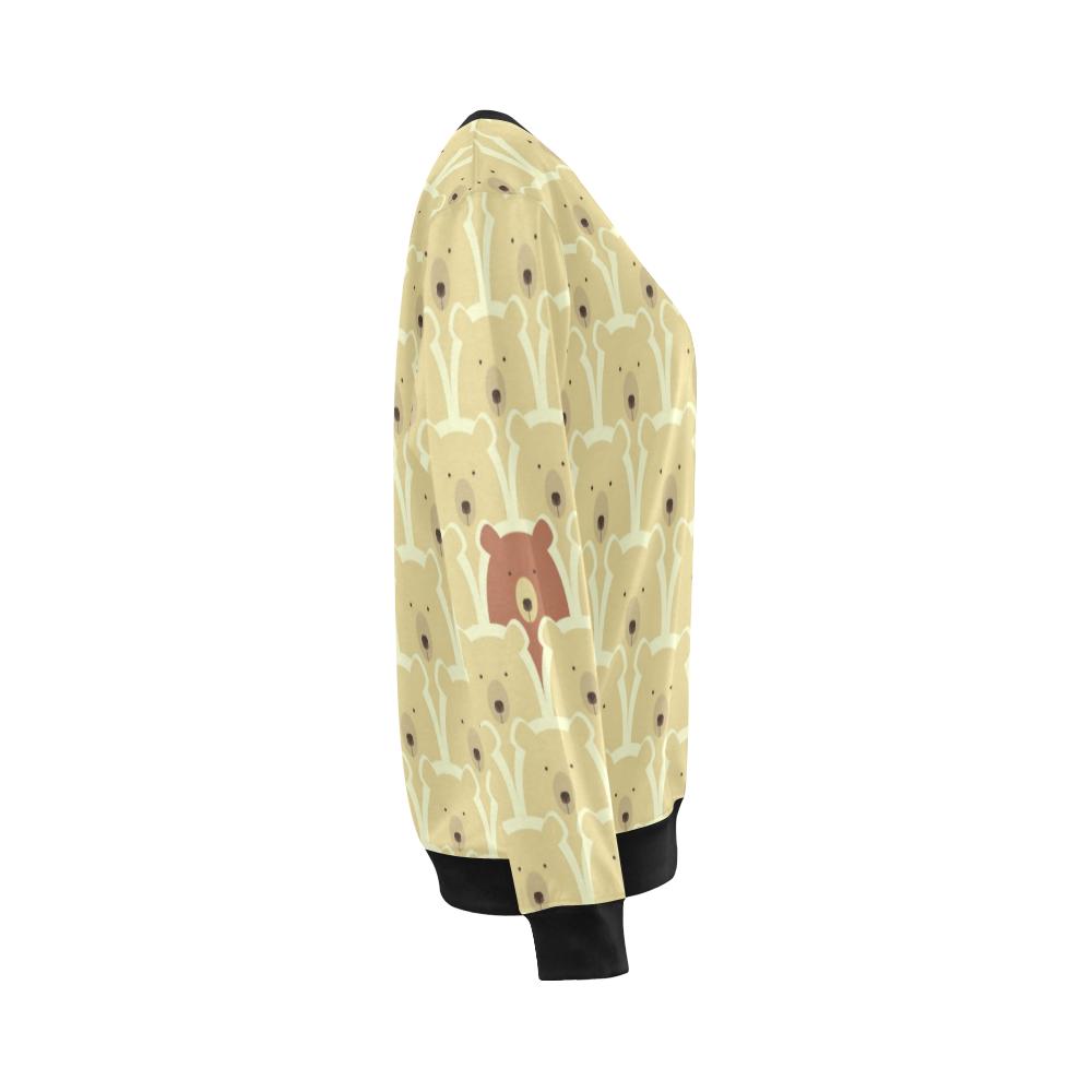 Teddy Bear Pattern Print Women Crewneck Sweatshirt-grizzshop