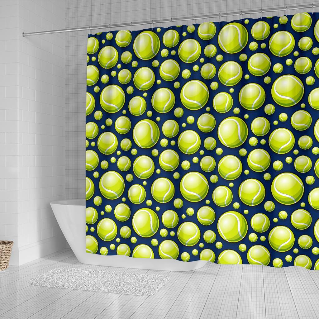 Tennis Ball Pattern Print Bathroom Shower Curtain-grizzshop