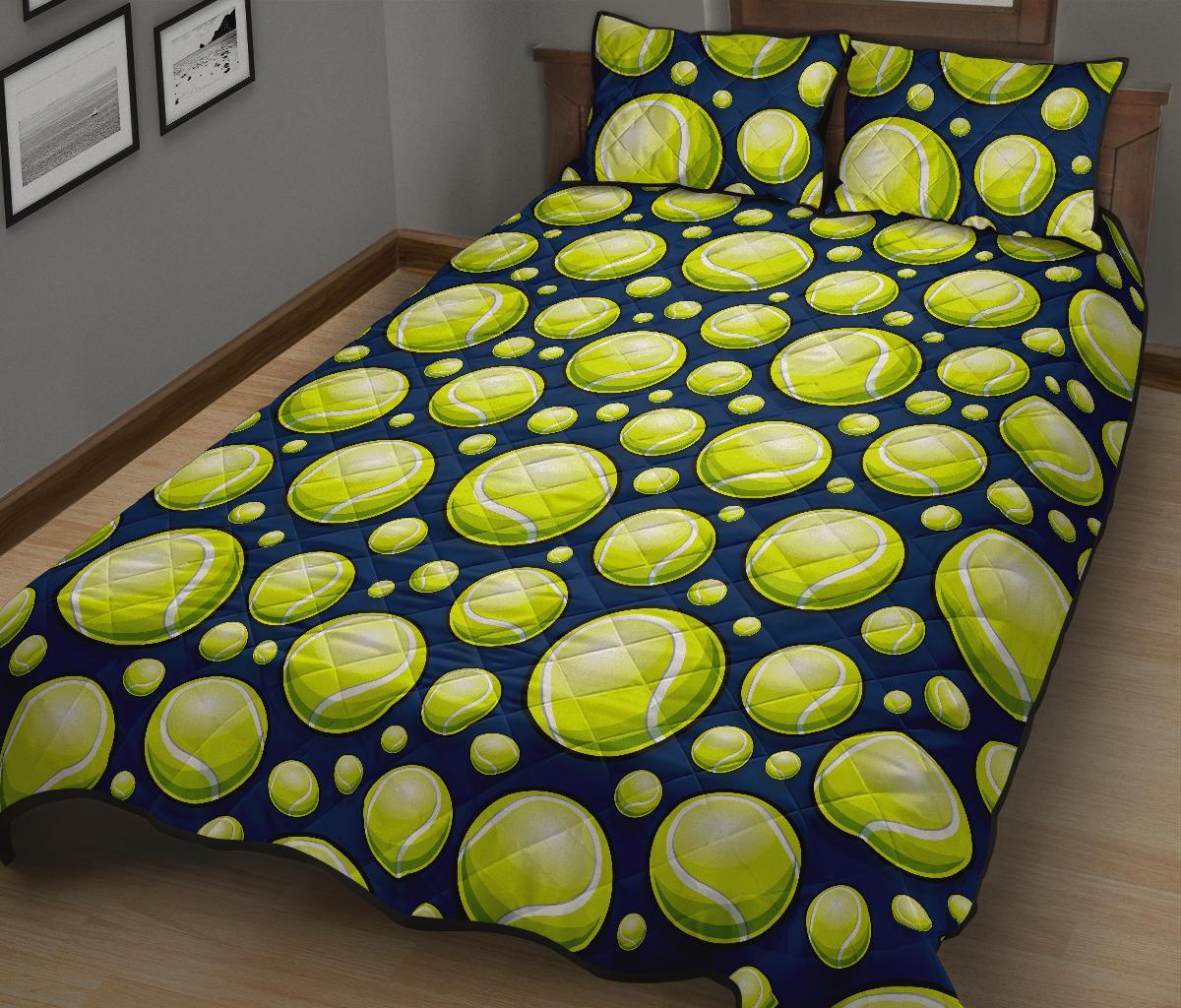 Tennis Ball Pattern Print Bed Set Quilt-grizzshop