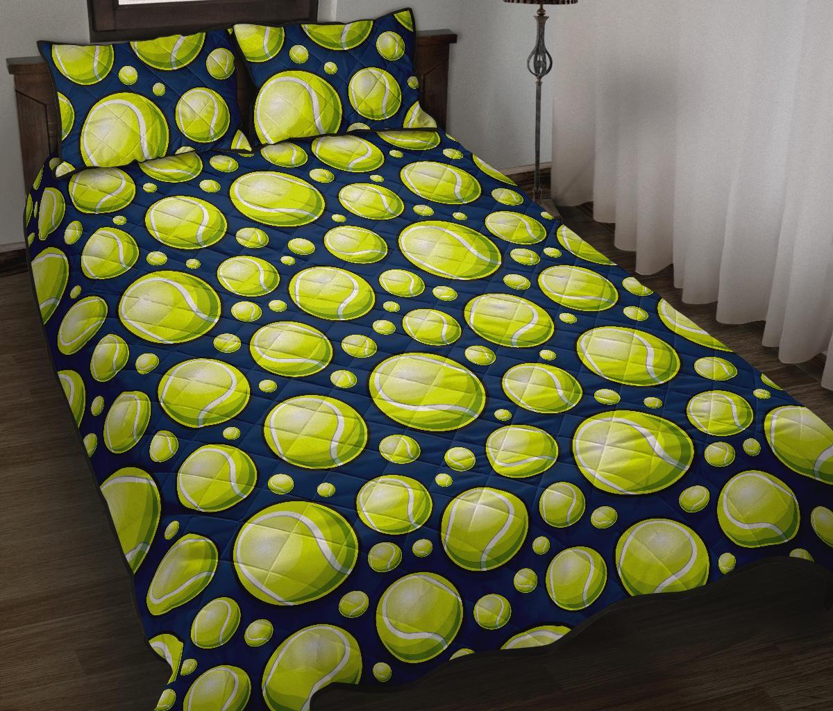 Tennis Ball Pattern Print Bed Set Quilt-grizzshop