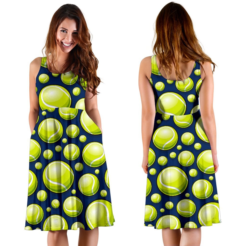 Tennis Ball Pattern Print Dress-grizzshop