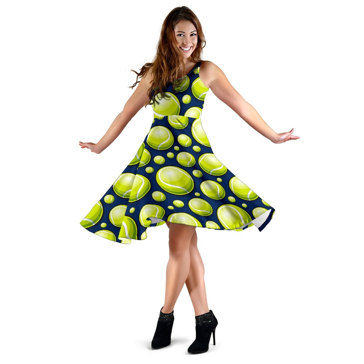 Tennis Ball Pattern Print Dress-grizzshop