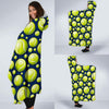 Tennis Ball Pattern Print Hooded Blanket-grizzshop