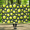 Tennis Ball Pattern Print Hooded Blanket-grizzshop