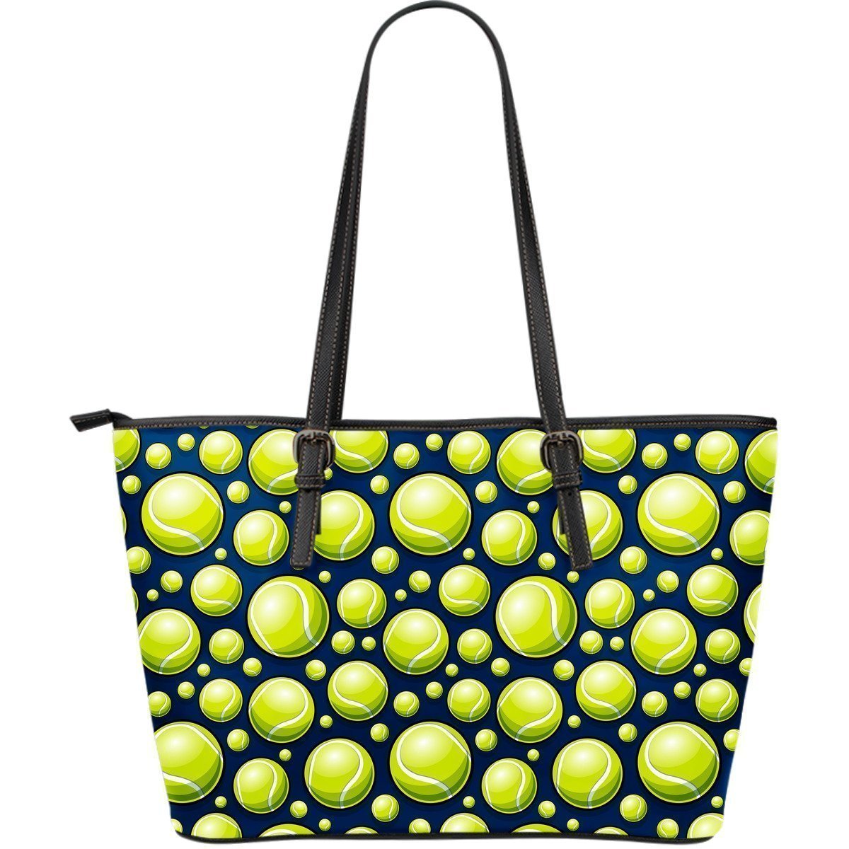 Tennis Ball Pattern Print Leather Tote Bag-grizzshop
