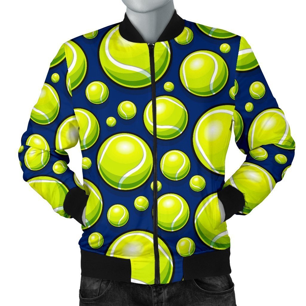 Tennis Ball Pattern Print Men's Bomber Jacket-grizzshop