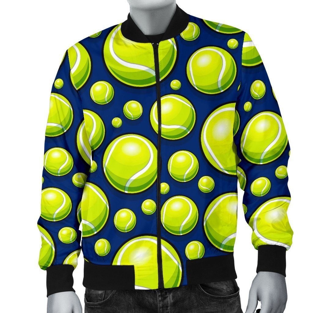 Tennis Ball Pattern Print Men's Bomber Jacket-grizzshop