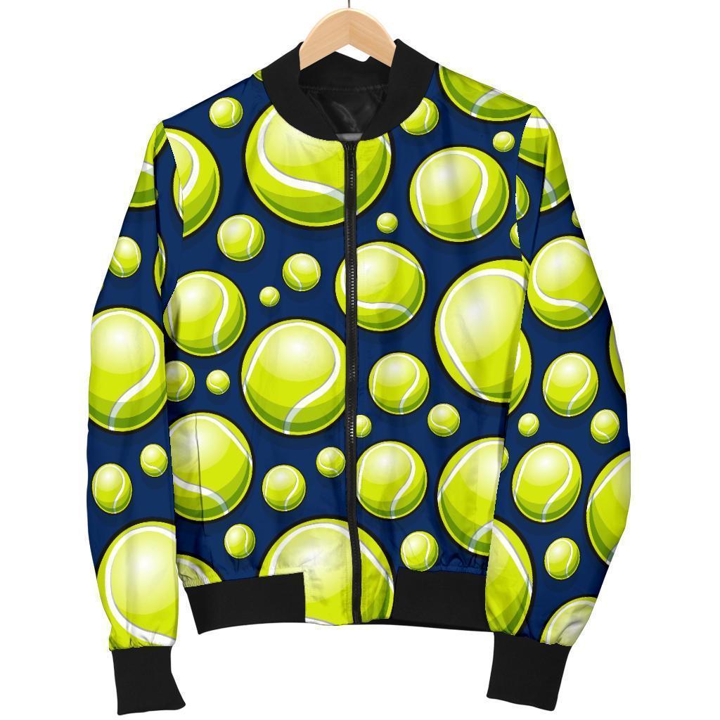 Tennis Ball Pattern Print Women Casual Bomber Jacket-grizzshop