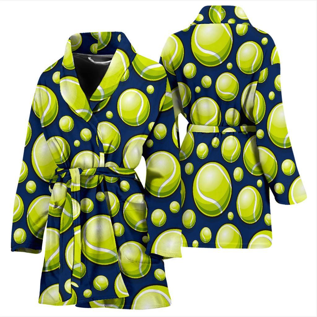 Tennis Ball Pattern Print Women Long Robe-grizzshop