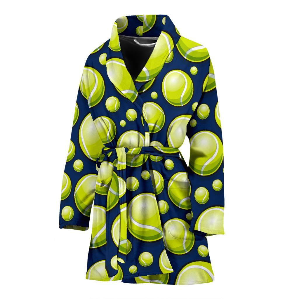 Tennis Ball Pattern Print Women Long Robe-grizzshop