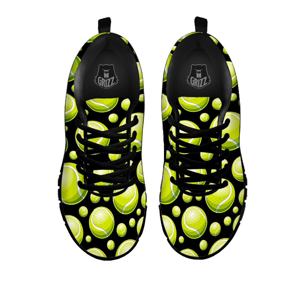 Tennis Balls Print Pattern Black Sneaker-grizzshop