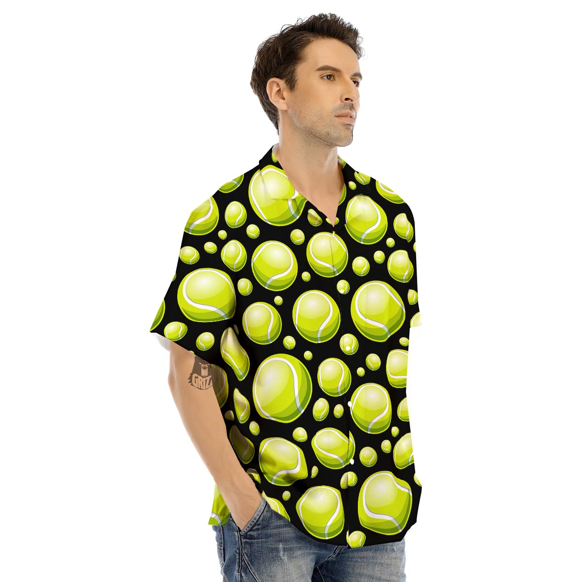 Tennis Balls Print Pattern Men's Hawaiian Shirt-grizzshop