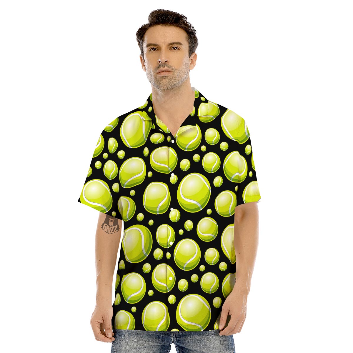 Tennis Balls Print Pattern Men's Hawaiian Shirt-grizzshop