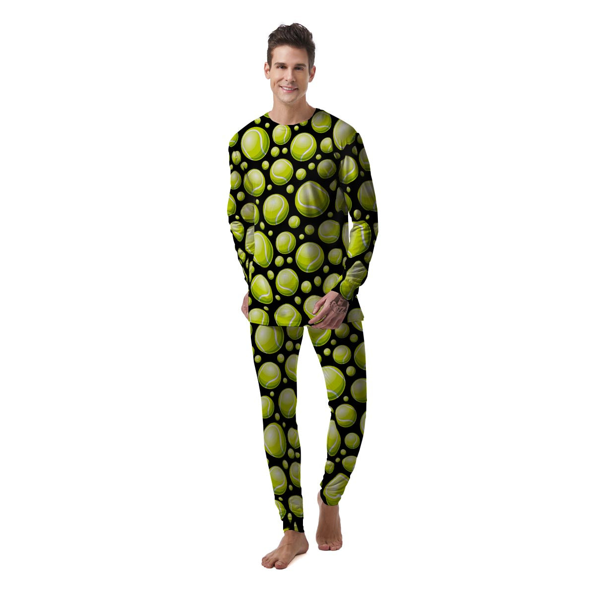 Tennis Balls Print Pattern Men's Pajamas-grizzshop