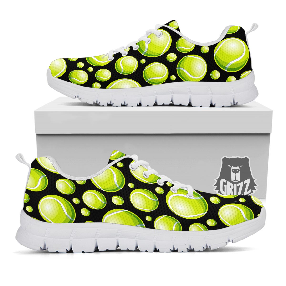 Tennis Balls Print Pattern White Sneaker-grizzshop