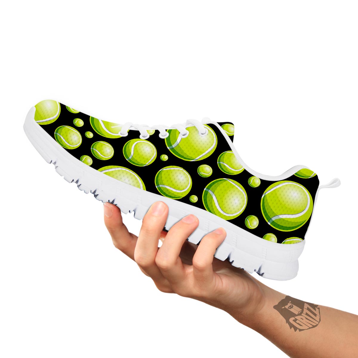 Tennis Balls Print Pattern White Sneaker-grizzshop
