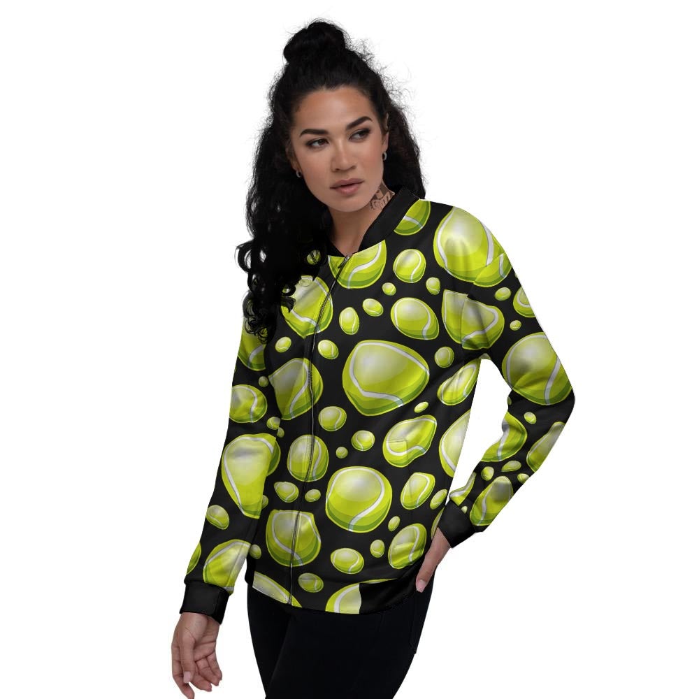 Tennis Balls Print Pattern Women's Bomber Jacket-grizzshop