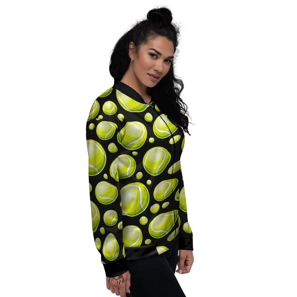 Tennis Balls Print Pattern Women's Bomber Jacket-grizzshop