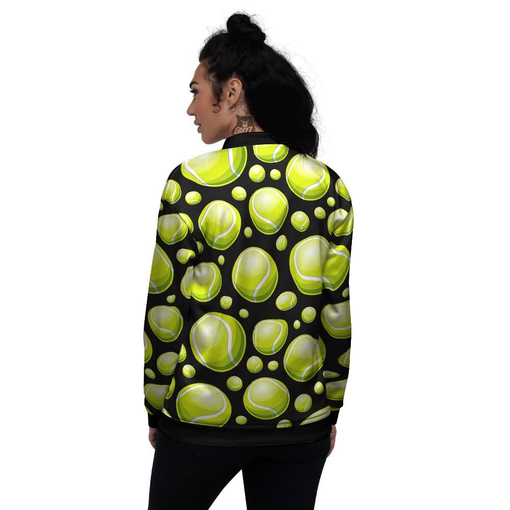 Tennis Balls Print Pattern Women's Bomber Jacket-grizzshop