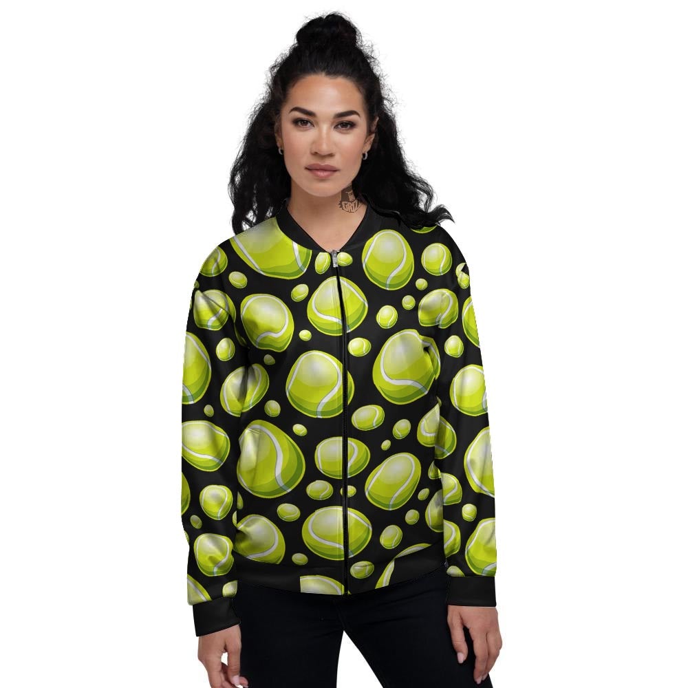 Tennis Balls Print Pattern Women's Bomber Jacket-grizzshop