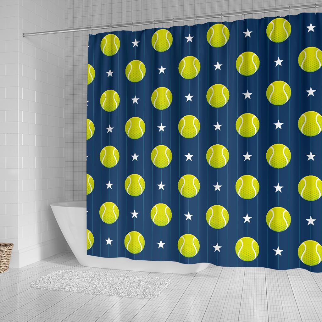 Tennis Pattern Print Bathroom Shower Curtain-grizzshop