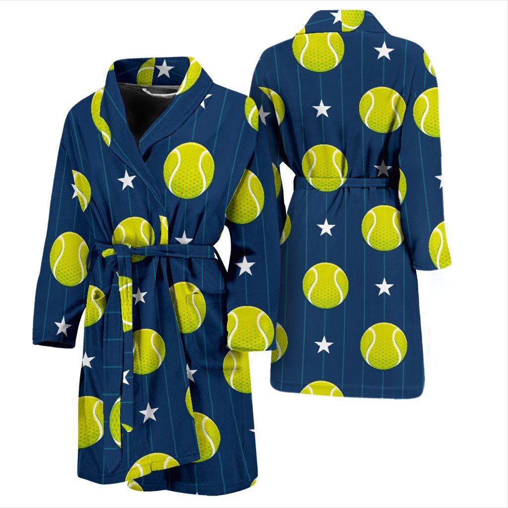 Tennis Pattern Print Men Long Robe-grizzshop