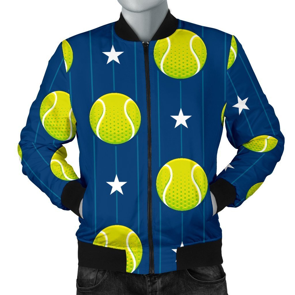 Tennis Pattern Print Men's Bomber Jacket-grizzshop