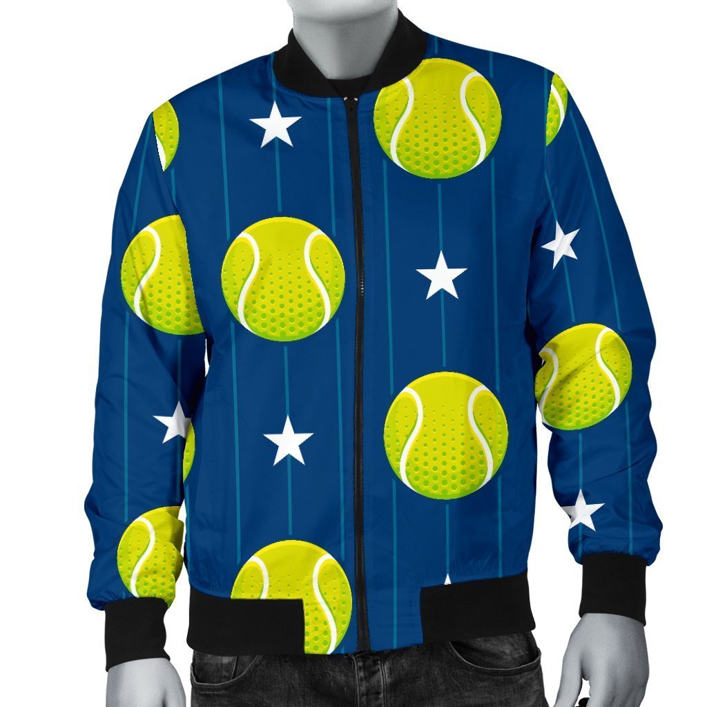 Tennis Pattern Print Men's Bomber Jacket-grizzshop