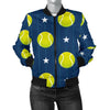 Tennis Pattern Print Women Casual Bomber Jacket-grizzshop