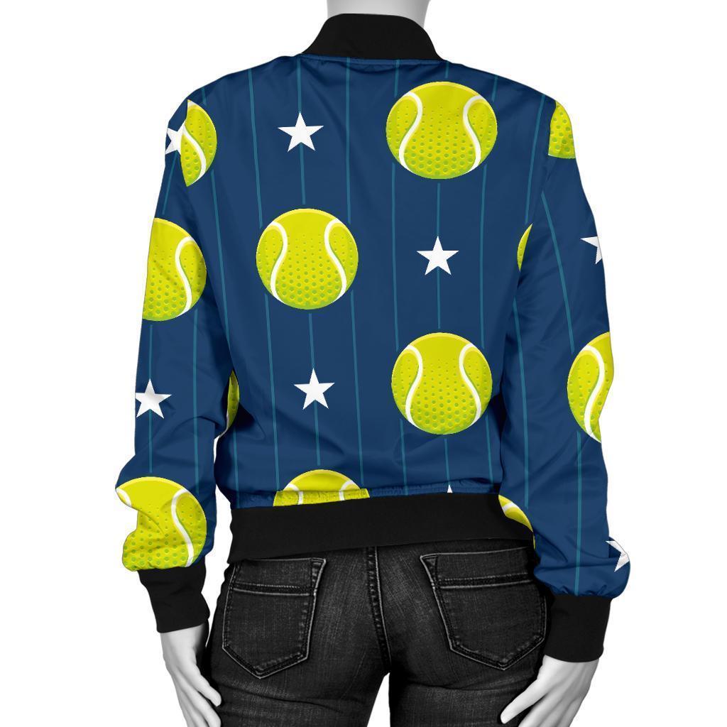 Tennis Pattern Print Women Casual Bomber Jacket-grizzshop