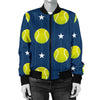 Tennis Pattern Print Women Casual Bomber Jacket-grizzshop