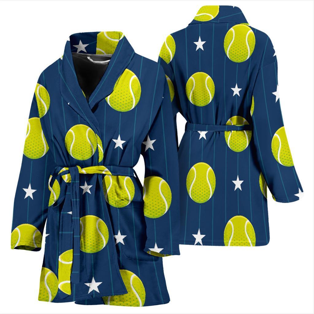 Tennis Pattern Print Women Long Robe-grizzshop