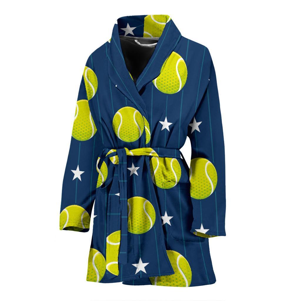 Tennis Pattern Print Women Long Robe-grizzshop