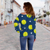 Tennis Pattern Print Women Off Shoulder Sweatshirt-grizzshop