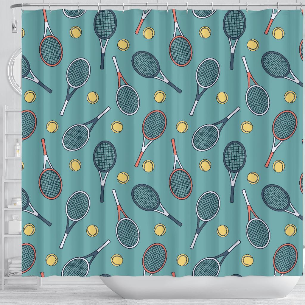 Tennis Print Pattern Bathroom Shower Curtain-grizzshop