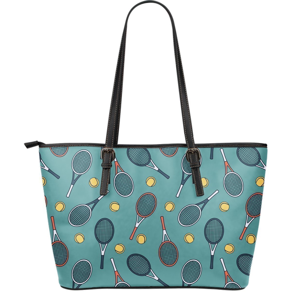 Tennis Print Pattern Leather Tote Bag-grizzshop
