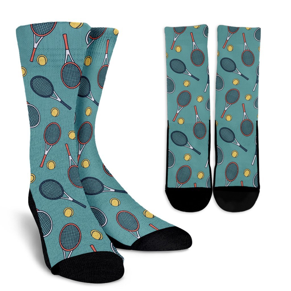 Tennis Print Pattern Unisex Crew Socks-grizzshop