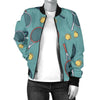 Tennis Print Pattern Women Casual Bomber Jacket-grizzshop