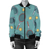 Tennis Print Pattern Women Casual Bomber Jacket-grizzshop