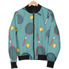 Tennis Print Pattern Women Casual Bomber Jacket-grizzshop