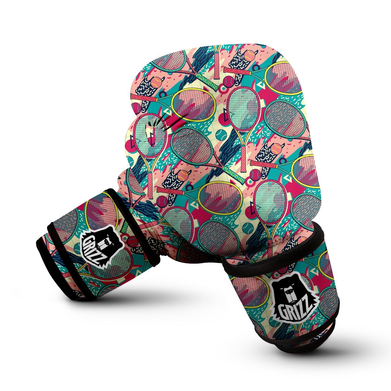 Tennis Retro Print Pattern Boxing Gloves-grizzshop